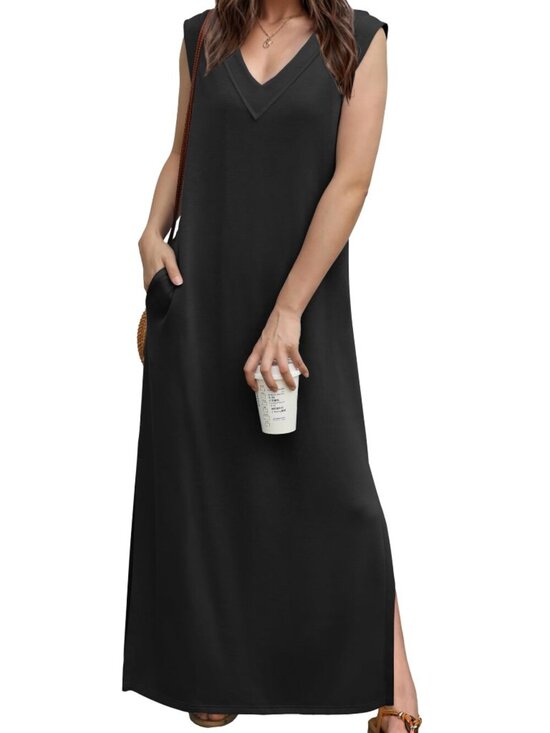 Dresses & Skirts - 🆕 Womens Summer Maxi Dresses V-Neck Sleeveless Casual Loose Split Long Beach